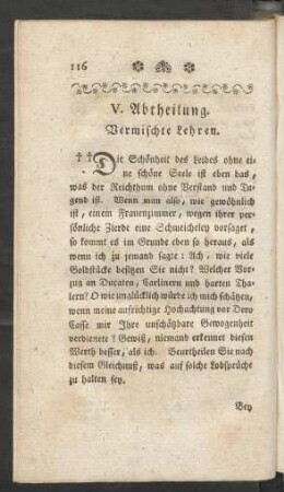 V. Abtheilung. Vermischte Lehren
