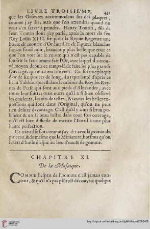 Chapitre XI: De la mosaique