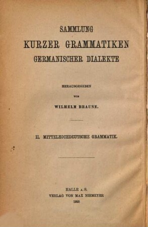 Mittelhochdeutsche Grammatik : mit Wort- und Sachregister