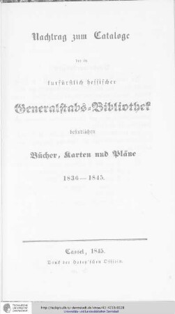 Nachtrag zum Kataloge
