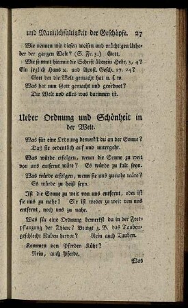 Ueber Ordnung und Schönheit in der Welt.