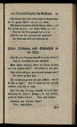 Ueber Ordnung und Schönheit in der Welt.