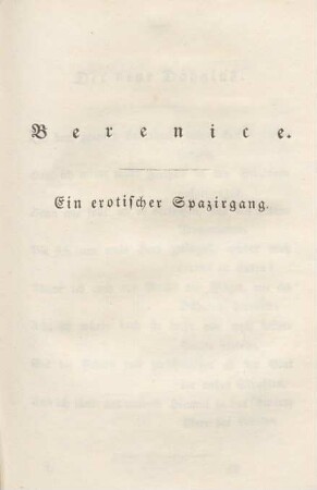 Berenice. Ein erotischer Spazirgang