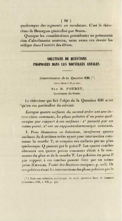 Solution de questions proposées dans les nouvelles annales.