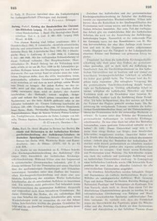 245 [Rezension] Katalog der lateinischen und deutschen Handschriften der Universitätsbibliothek zu Leipzig