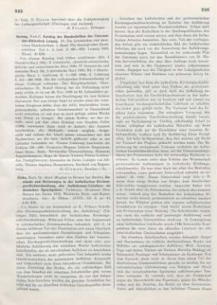 245 [Rezension] Katalog der lateinischen und deutschen Handschriften der Universitätsbibliothek zu Leipzig