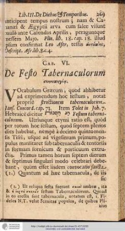 CAP. VI. De Festo Tabernaculorum ...
