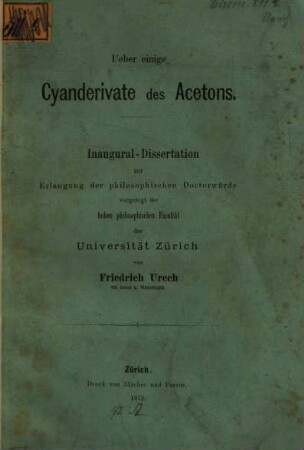 Über einige Cyanderivate des Acetons : Inaug. Dissert.