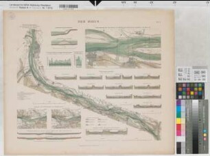 Preußen (Königreich) Wasserstraßen: Rhein Blatt 18 Übersichts- und Einzelpläne, Wasserstand, Stromquerschnitte 1891 1 : 250 - 800 000 64 x 54 Druck: Bogdan Gisevius, Berlin B Nr. 528