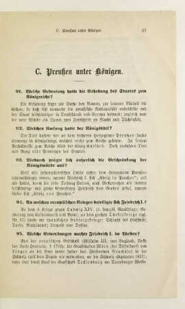 C. Preußen unter Königen