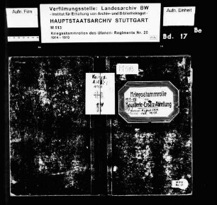 Kriegsstammrolle der Kavallerie-Ersatzabteilung XIII. Armeekorps