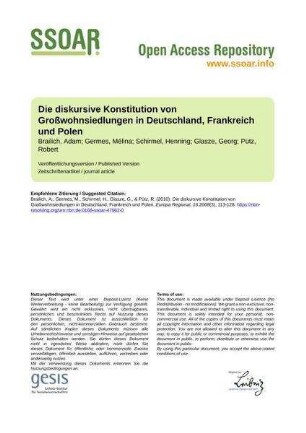 Die diskursive Konstitution von Großwohnsiedlungen in Deutschland, Frankreich und Polen