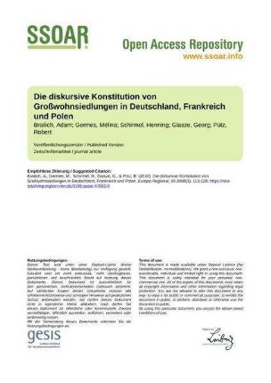 Die diskursive Konstitution von Großwohnsiedlungen in Deutschland, Frankreich und Polen