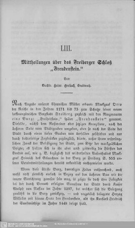 Mittheilungen über das Freiberger Schloß "Freudenstein"