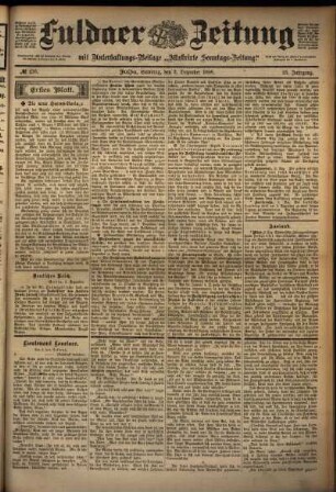 Erste Ausgabe vom Samstag, den 03. Dezember 1898.