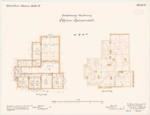 Feldartilleriekaserne, Halle/Saale: Offizierskasino: Grundriss Dachgeschoss, Sparrenlage 1:100