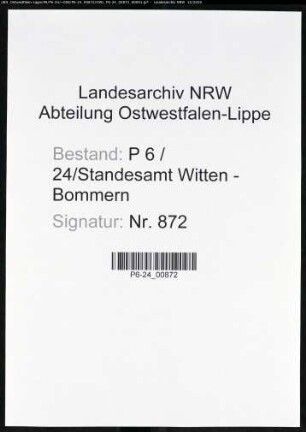 Sterberegister Standesamt Witten-Bommern