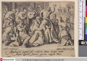 [Susanna wird von ihrer Familioe empfangen; Susanna and her relatives praising the Lord; Susanne recue par ses parents]