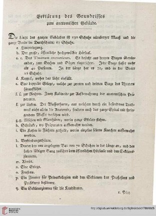 Erklärung des Grundrisses zum anatomischen Gebäude