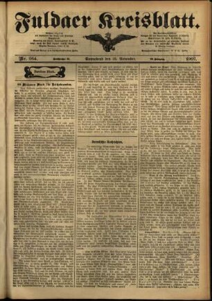 Zweite Ausgabe vom Samstag, den 16. November 1907.