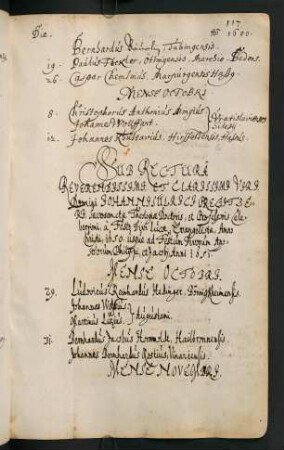 Winterhalbjahr 1650/1651. Rektorat Johann Ulrich Pregi(t)zer