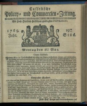 19tes Stueck, Montag den 8ten May 1769