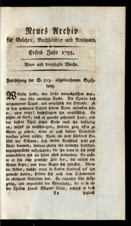 Neun und dreyssigste Woche