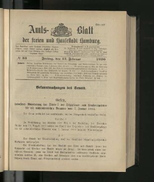 No. 33, 13. Februar 1920