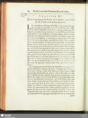 Chapitre XI. De la Congregation des Prêtres de la Mission, avec la Vie de M. Vincent de Paul leur Instituteur