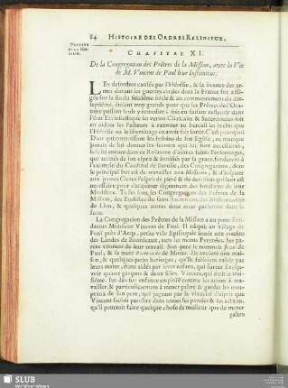 Chapitre XI. De la Congregation des Prêtres de la Mission, avec la Vie de M. Vincent de Paul leur Instituteur