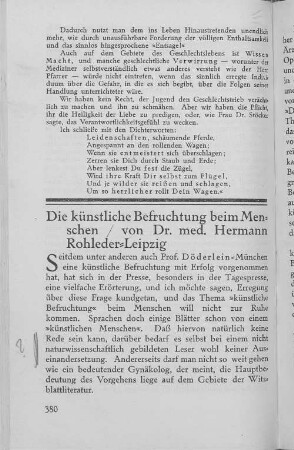Die künstliche Befruchtung beim Menschen
