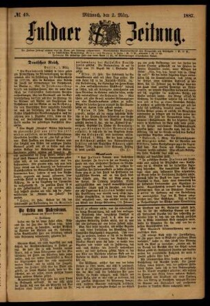 Ausgabe vom Mittwoch, den 02. März 1887.