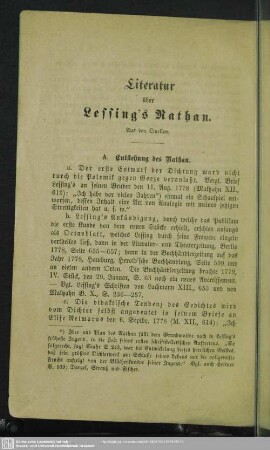 Literatur über Lessing's Nathan