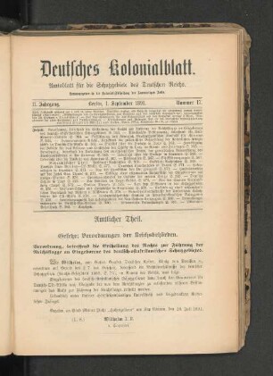Verordnung, betreffend die Erteilung des Rechts zur Führung der Reichsflagge an Eingeborene des deutsch-ostafrikanischen Schutzgebietes.