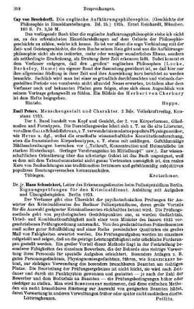 318, Cay von Brockdorff. Die englische Aufklärungsphilosophie. 1924