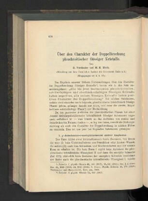 Über den Charakter der Doppelbrechung pleochroitischer flüssiger Kristalle