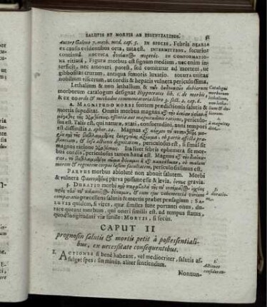 Caput II prognosin salutis & mortis petit a postessentialibus, ex necessitate consequentibus