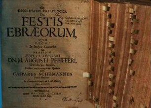 Dissertatio Philologica De Festis Ebraeorum