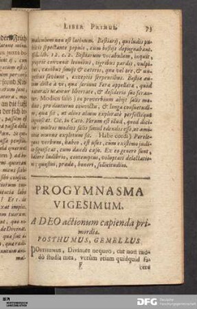 Progymnasma Vigesimum. A DEO actionum capienda primordia.