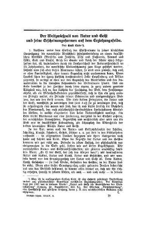 Der Weltzwiespalt von Natur und Geist und seine Erscheinungsformen auf dem Erziehungsfelde