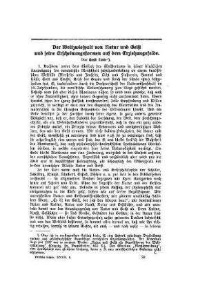 Der Weltzwiespalt von Natur und Geist und seine Erscheinungsformen auf dem Erziehungsfelde