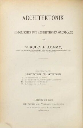 Architektonik auf historischer und ästhetischer Grundlage, 1,4