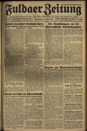 Erste Ausgabe vom Donnerstag, den 27. September 1934.