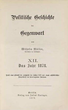Politische Geschichte der Gegenwart. 12, 12. 1878 (1879)