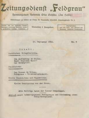 14.1916: Zeitungsdienst Feldgrau