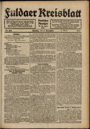 Ausgabe vom Montag, den 08. Dezember 1919.