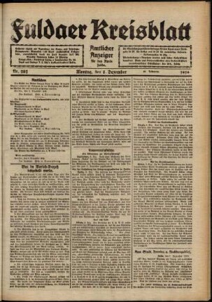 Ausgabe vom Montag, den 08. Dezember 1919.