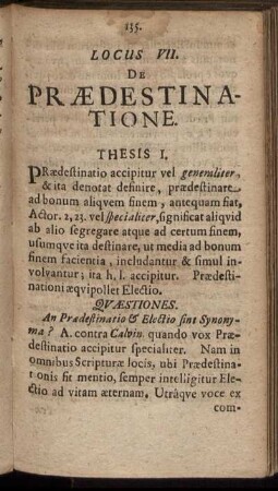 Locus VII. De Prædestinatione.