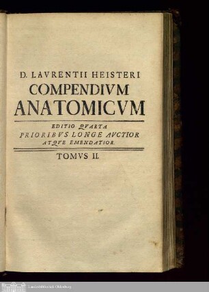 Tomus 2: Compendium anatomicum totam rem anatomicam brevissime complectens