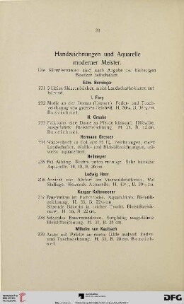 Handzeichnungen und Aquarelle moderner Meister (Nr. 231-300)